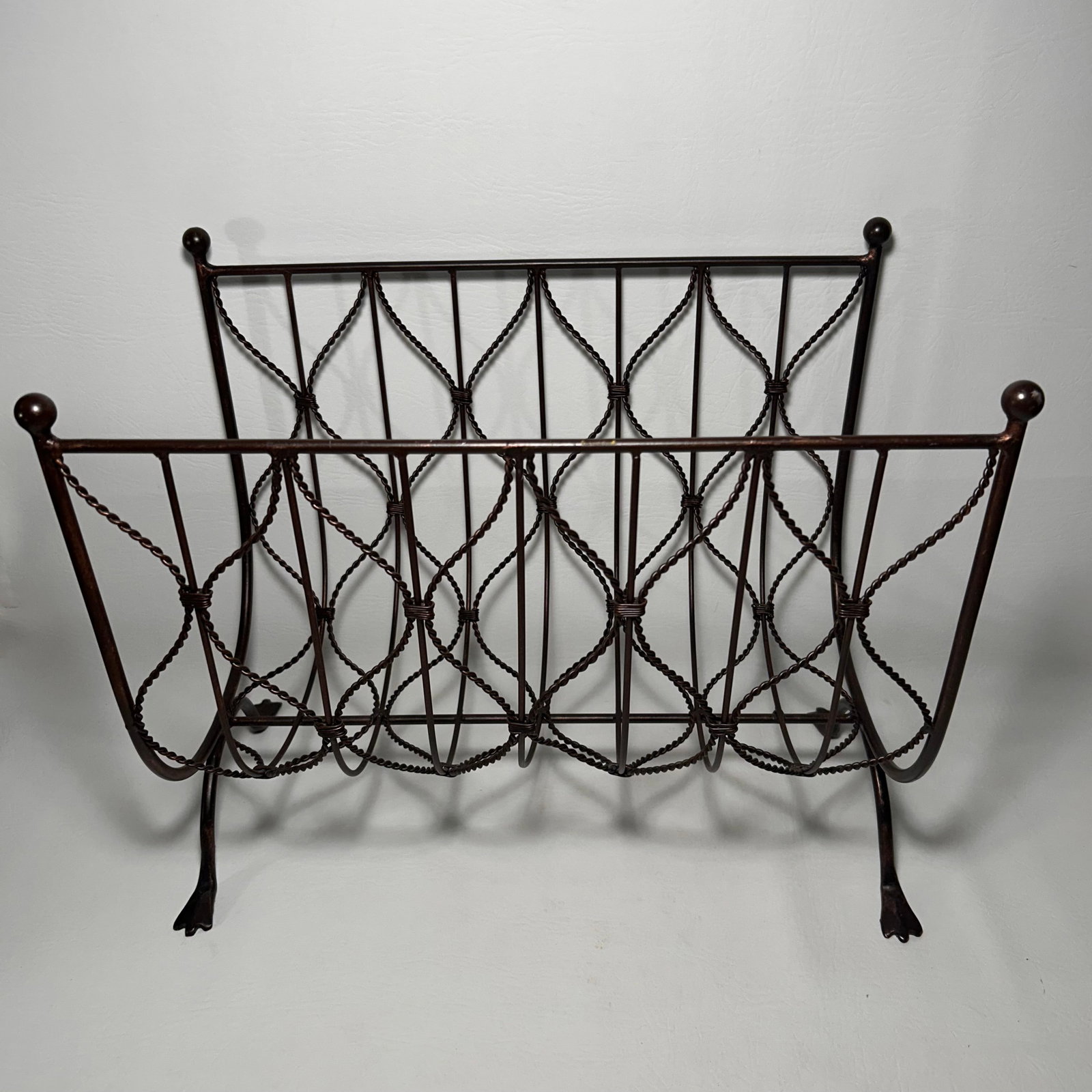Vintage Bronze Magazine Rack or Firewood Holder: W16in H13.5in D8in