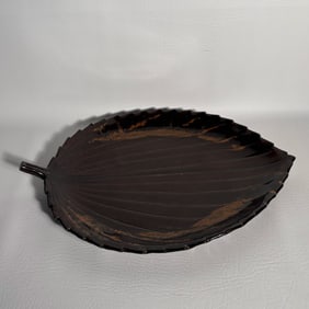 Brown Mihoko Kentucky Pottery Leaf Shape Serving Platter
