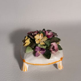 Adderley Floral Bone China Figurine Porcelain Flowers on Pillow Style Pedestal