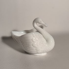 Mid Century Imperial Milk Glass Swan Candy Dish