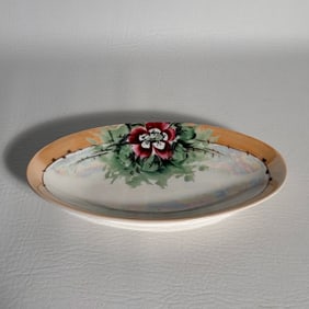 Vintage PK Unity Lusterware Dish with Hand Painted Flowers Made in Germany