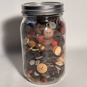 2qt Mason Jar of Vintage and Antique Buttons