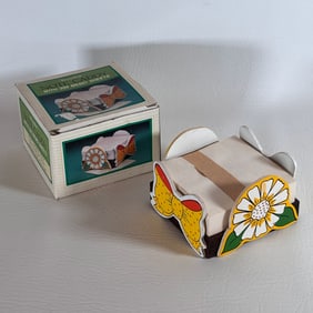 Vintage 1980s in Box Wooden Note Caddy