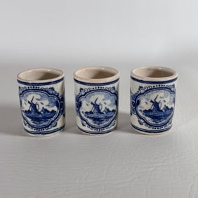 Vintage Delft Holland Vandermint Liqueur Shot Glasses, Set of 3