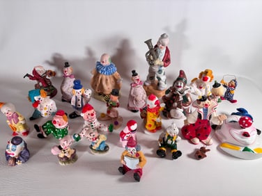 Huge Lot of 24 Clown Figurines