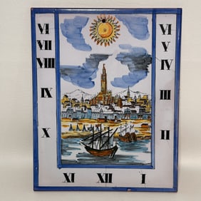 Ceramic Terra Cotta Sundial Wall Hanging Tile, SPAIN