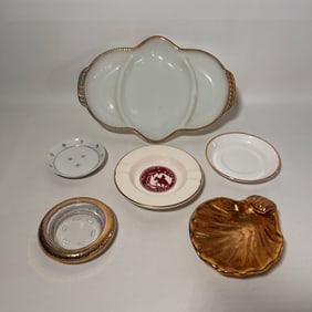 Lot of Gold Rimmed Trinket Dishes/ Ashtrays