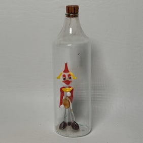 Unique Glass Miniature Clown in a Bottle