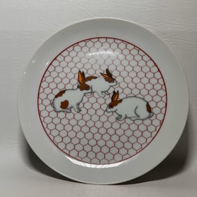 Ceramic Bunny Display Plate, JAPAN