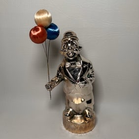 Vintage Leonard Silver Plate Tarnish Resistant Clown Piggy Bank