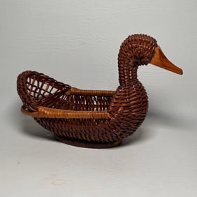 Cute Woven Duck Basket with Wooden Beak