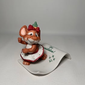 Vintage Ceramic Enesco "Meet Me Under the Mistletoe" Wall Hanging Figurine