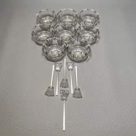 8 Piece Glass Salt Cellar with 6 Mini Glass Spoons
