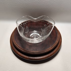 RARE Webb Pinched Glass Floral Candy Bowl, ENGLAND