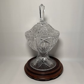 Vintage Lead Crystal Elevated Candy Dish with Lid