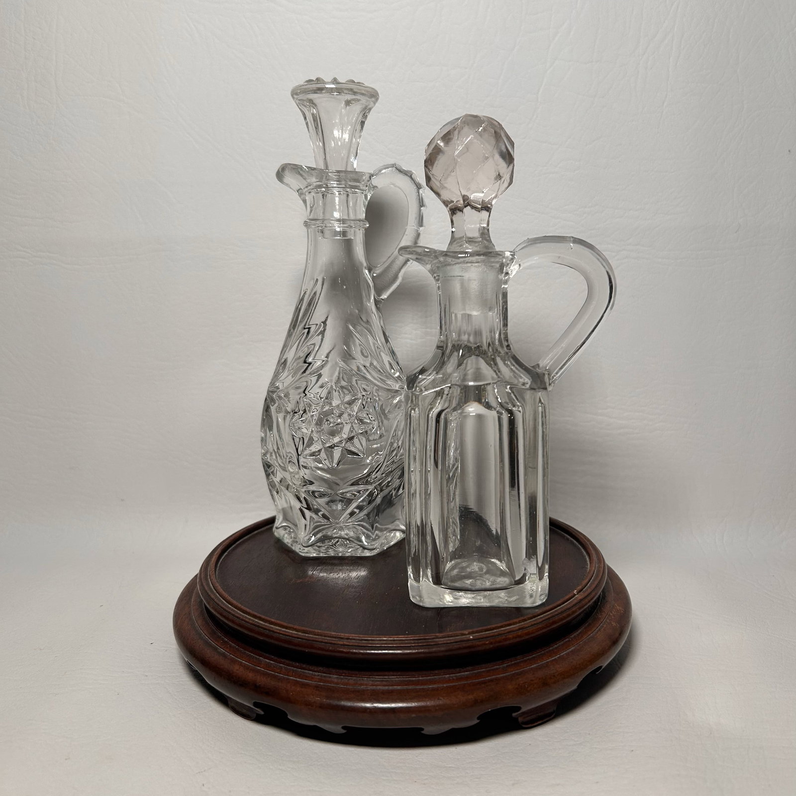 Vintage Glass Cruet Pair: Measurements available upon request