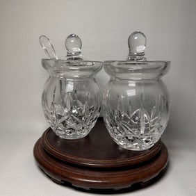 Toscany Lead Crystal Jam Jar Pair, POLAND