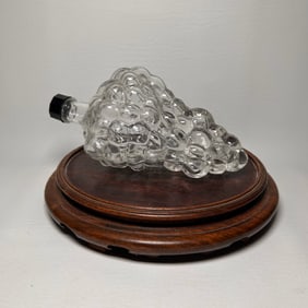 Vintage Grape Cluster Shaped Clear Glass Oil Bottle