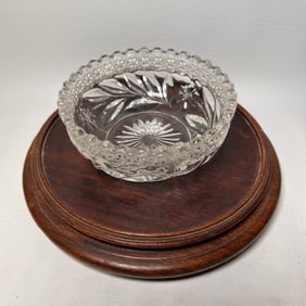 Vintage Flower Pattern Clear Glass Trinket or Dessert Dish