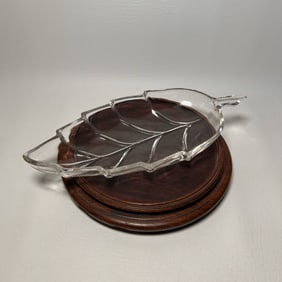 Vintage Glass Leaf Shaped Trinket or Candy/Nut Dish