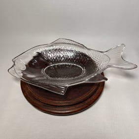 Vintage Fish Shaped Glass Trinket or Candy/Nut Dish