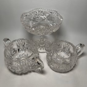 Early 1900's Antique American Brilliant Period Cut Crystal Tableware Set