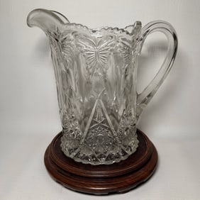1950's MidCentury Imperial Glass CoPressed Glass Pitcher La Rochelle Butterfly Pattern