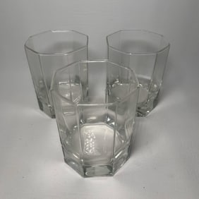 Vintage Octagonal Whiskey Glass Set of 3