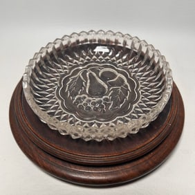 Vintage Pressed Glass Fruit Motif Trinket Dish