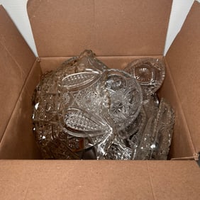 Huge Box Full of Cut Crystal and Glass