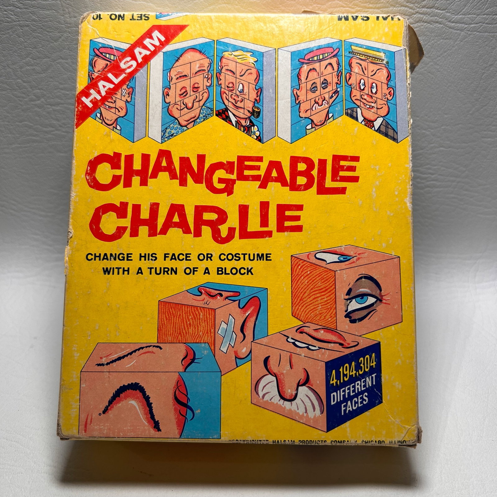 1960's Changeable Charlie Children's Game: W5.75in H1.5in D7.25in