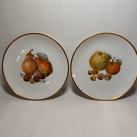 2/6 German Bavaria Fruit Themed Plates with Gold Rim