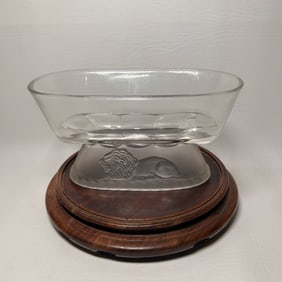 1870's Gillinder & Sons Frosted Lion Compote Dish