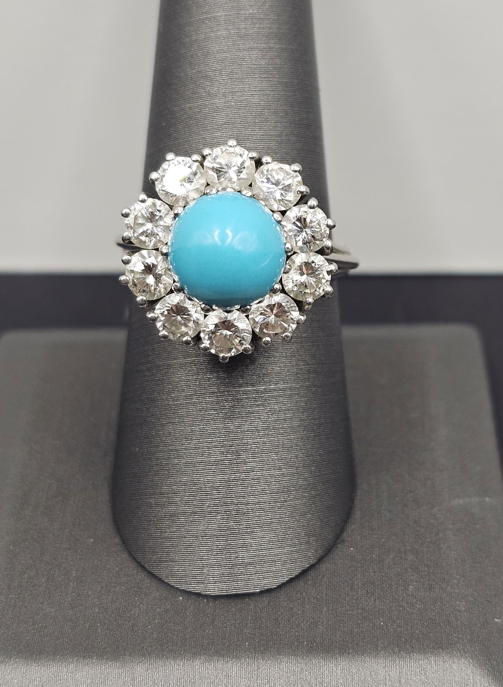 Persian Turquoise & Diamond White Gold Ring (1 of 6)