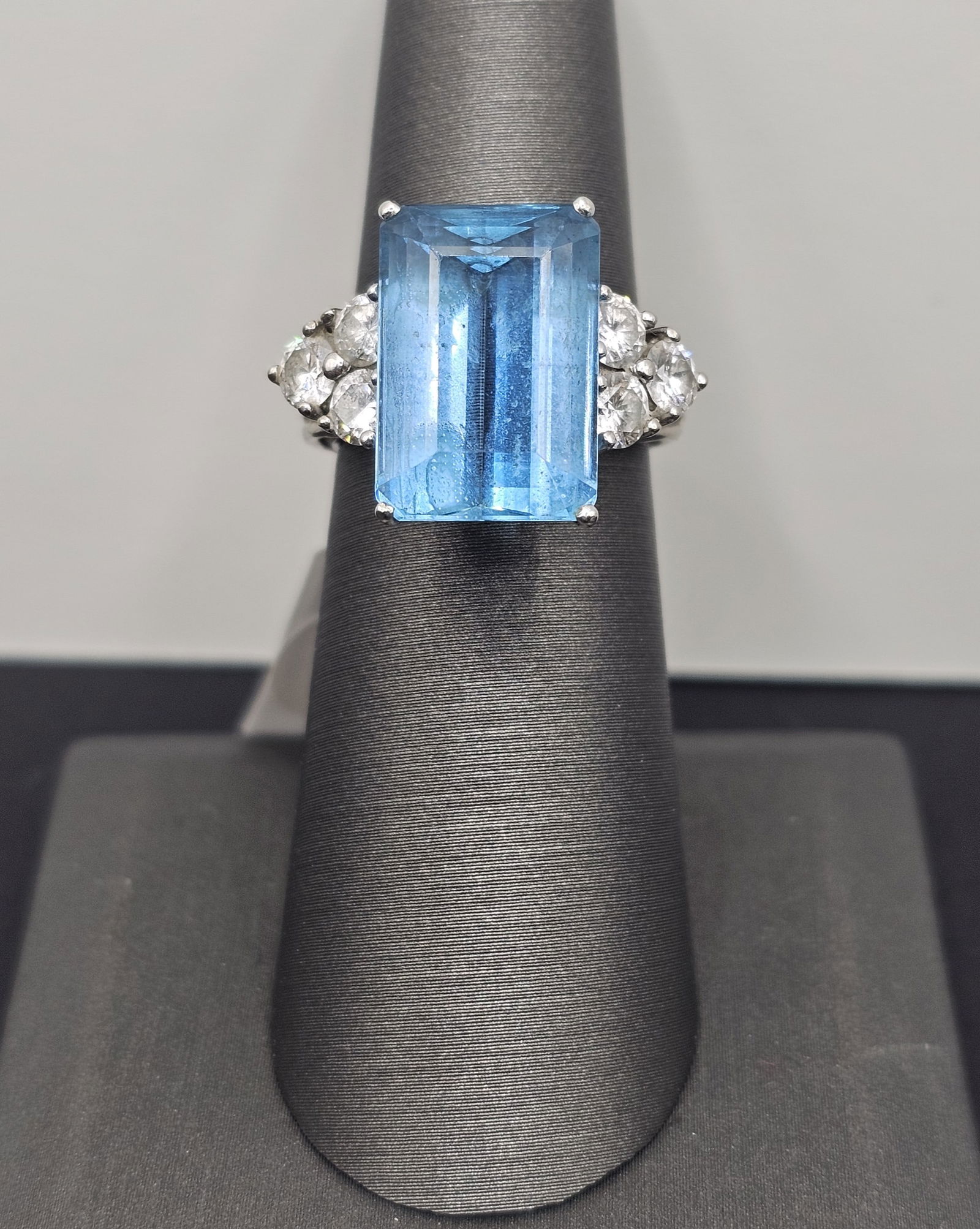 Aquamarine & Diamond White Gold Ring (1 of 6)