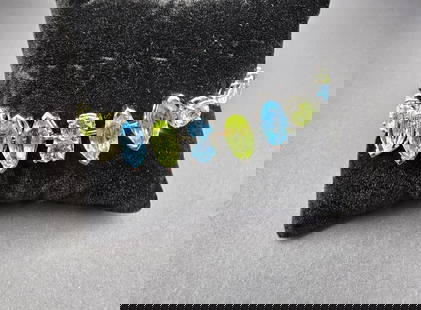 18K White Gold Bracelet with Multi Colored stones: 18 K White Gold Bracelet with Multi Colored stones, possibly green amethyst