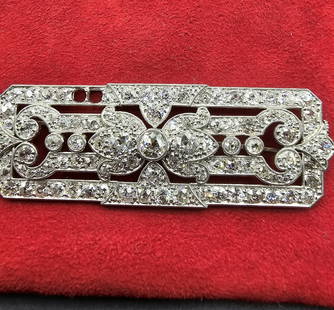 Art Deco Diamond Platinum Bar Brooch (missing 2 Diamonds): Art Deco Diamond Platinum Bar Brooch (missing 2 Diamonds)