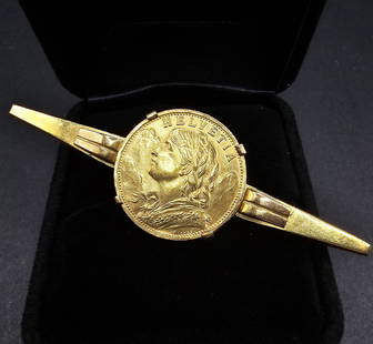 20 Swiss Franc Gold Coin Pin: 20 Swiss Franc Gold Coin Pin