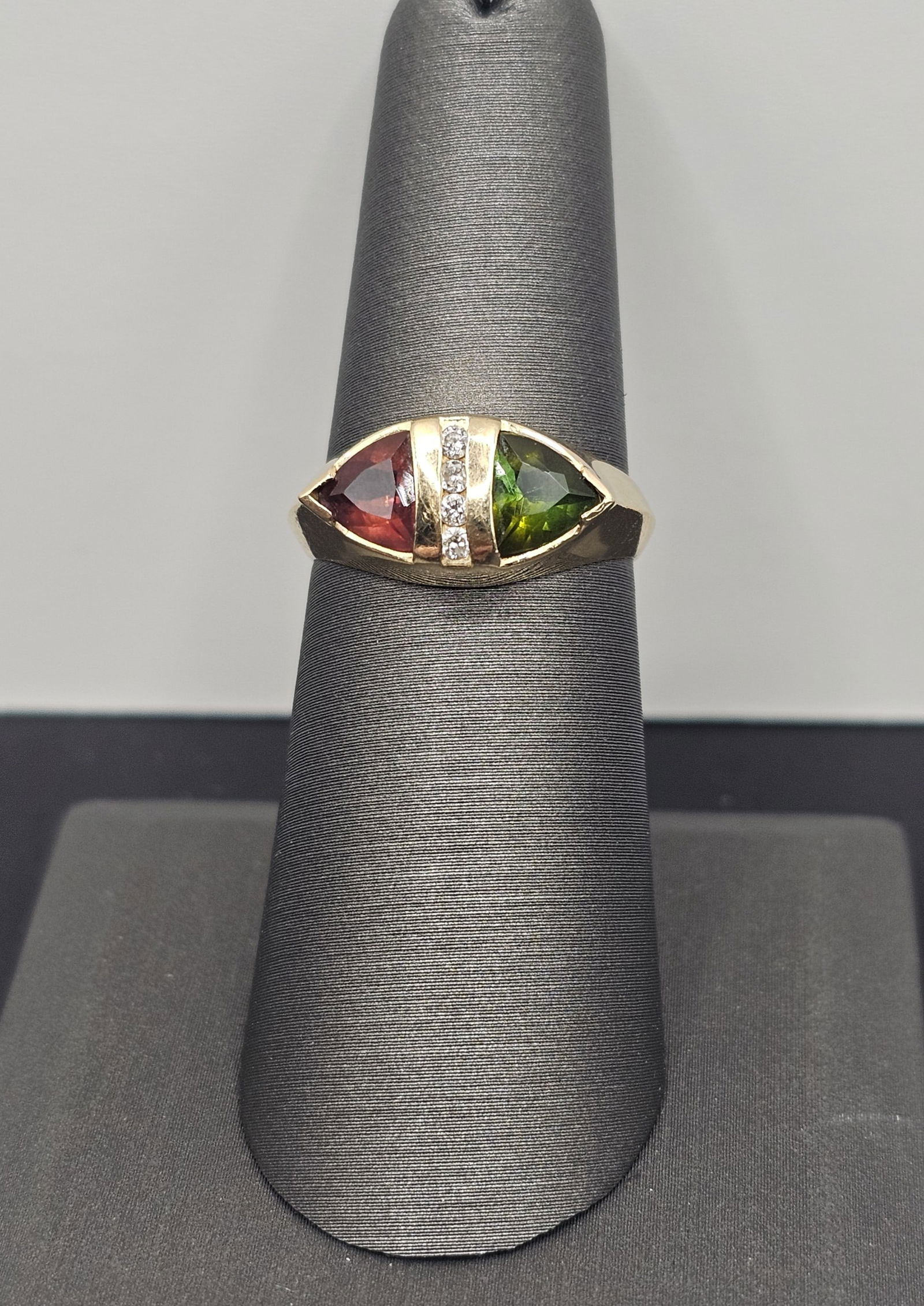 14K Red and Green Tourmaline and Diamond Ring (1 of 7)
