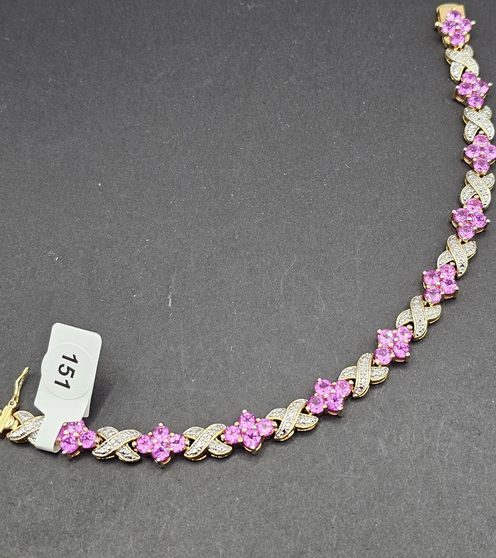 925 Silver Bracelet with Pink Topaz stones (1 of 3)