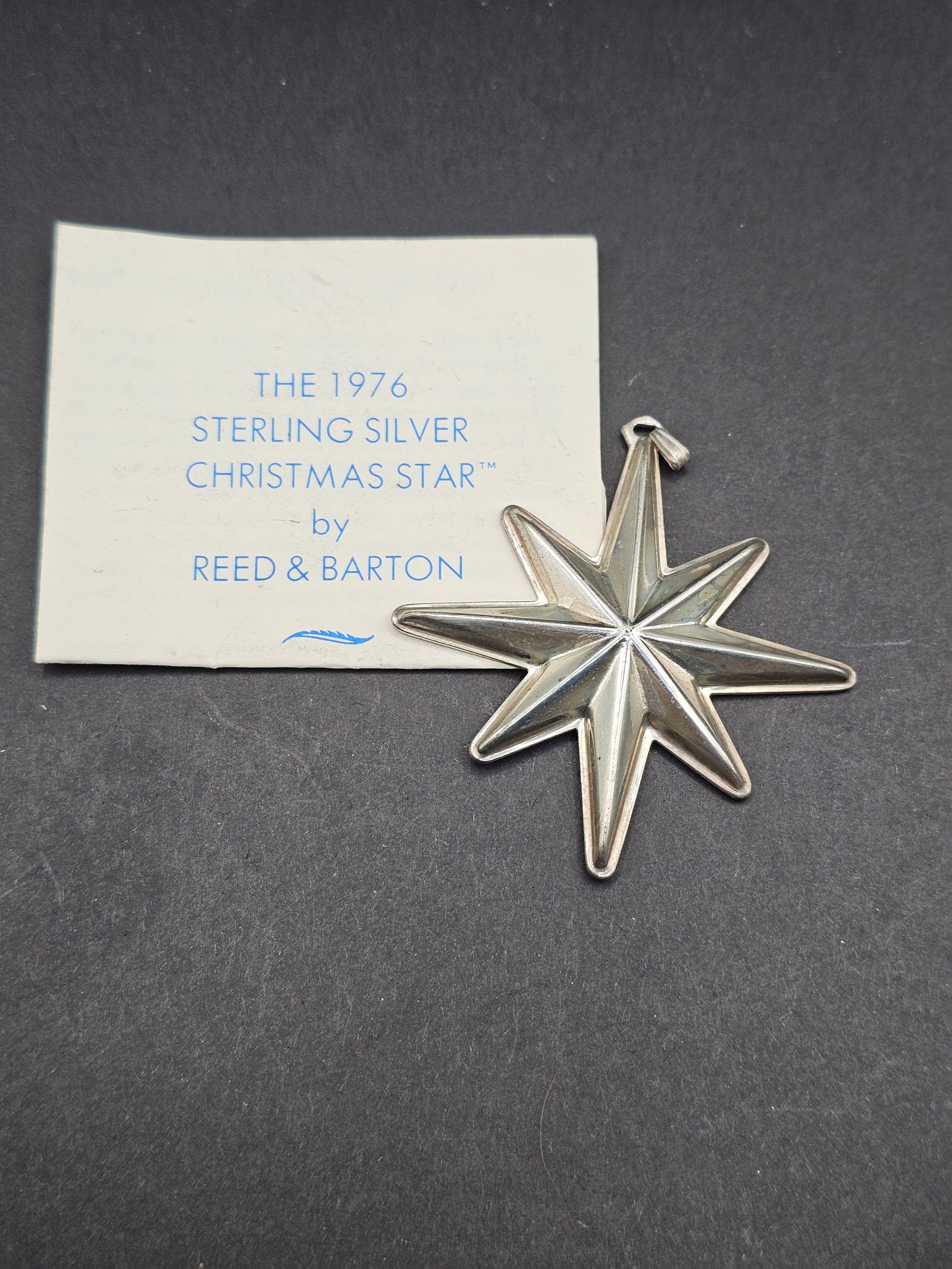 Reed & Barton 1976 Sterling Silver Christmas Star: 9.25 grams