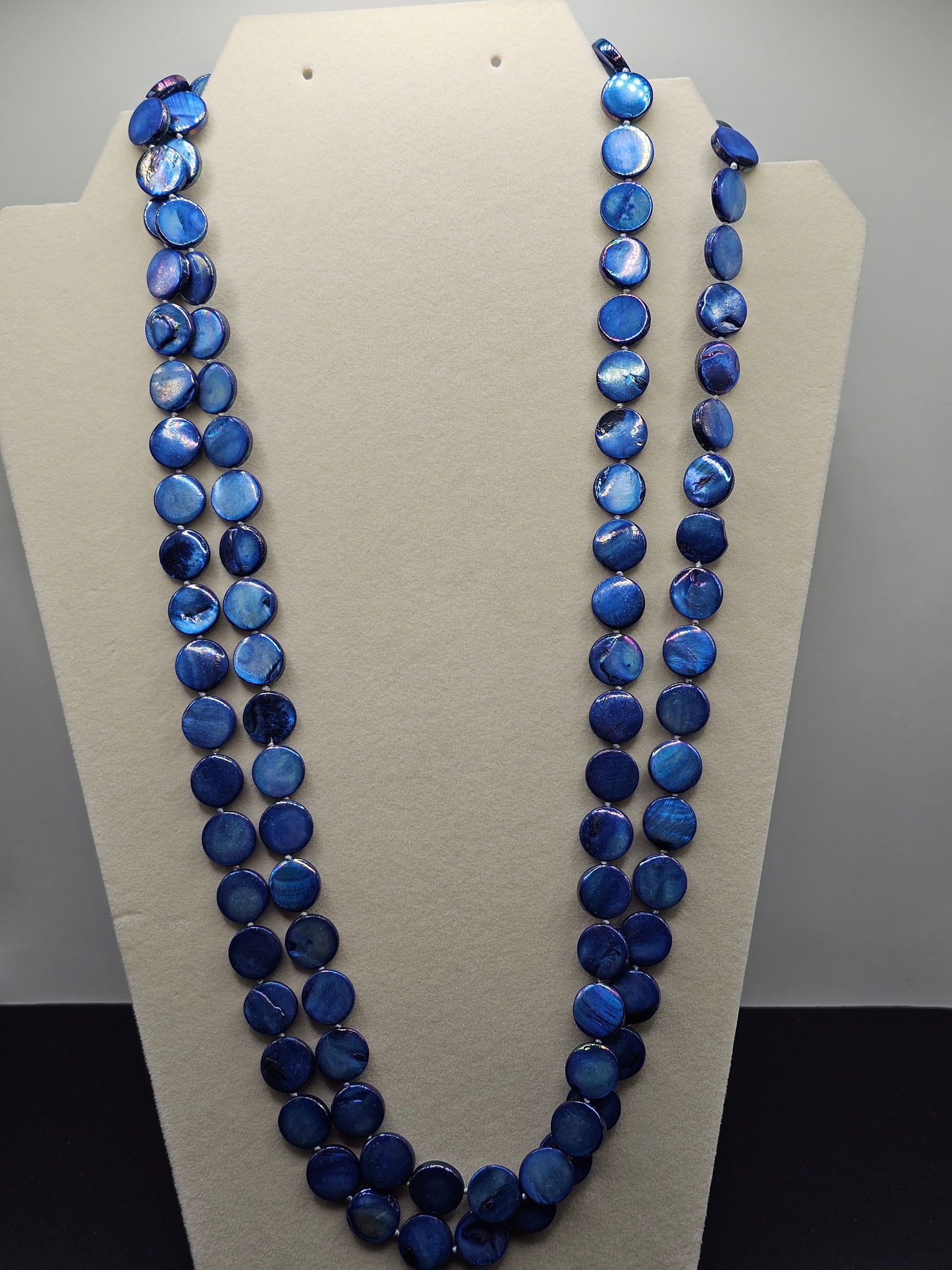 Ashana Blue Beaded Necklace with 925 tag and Clasp: Great feel, and can be arranged in multiple layers