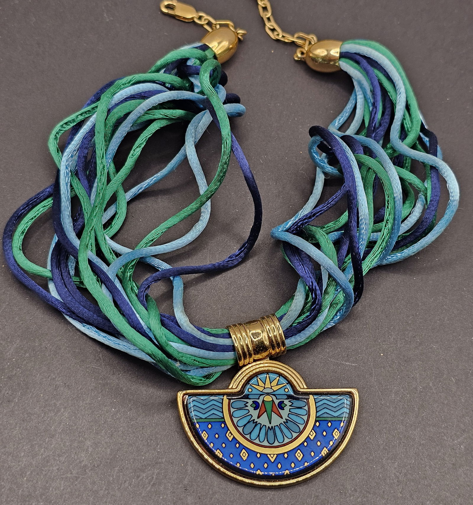 Michael Frey Enamel Pendant on Multi Silk Cords (1 of 2)