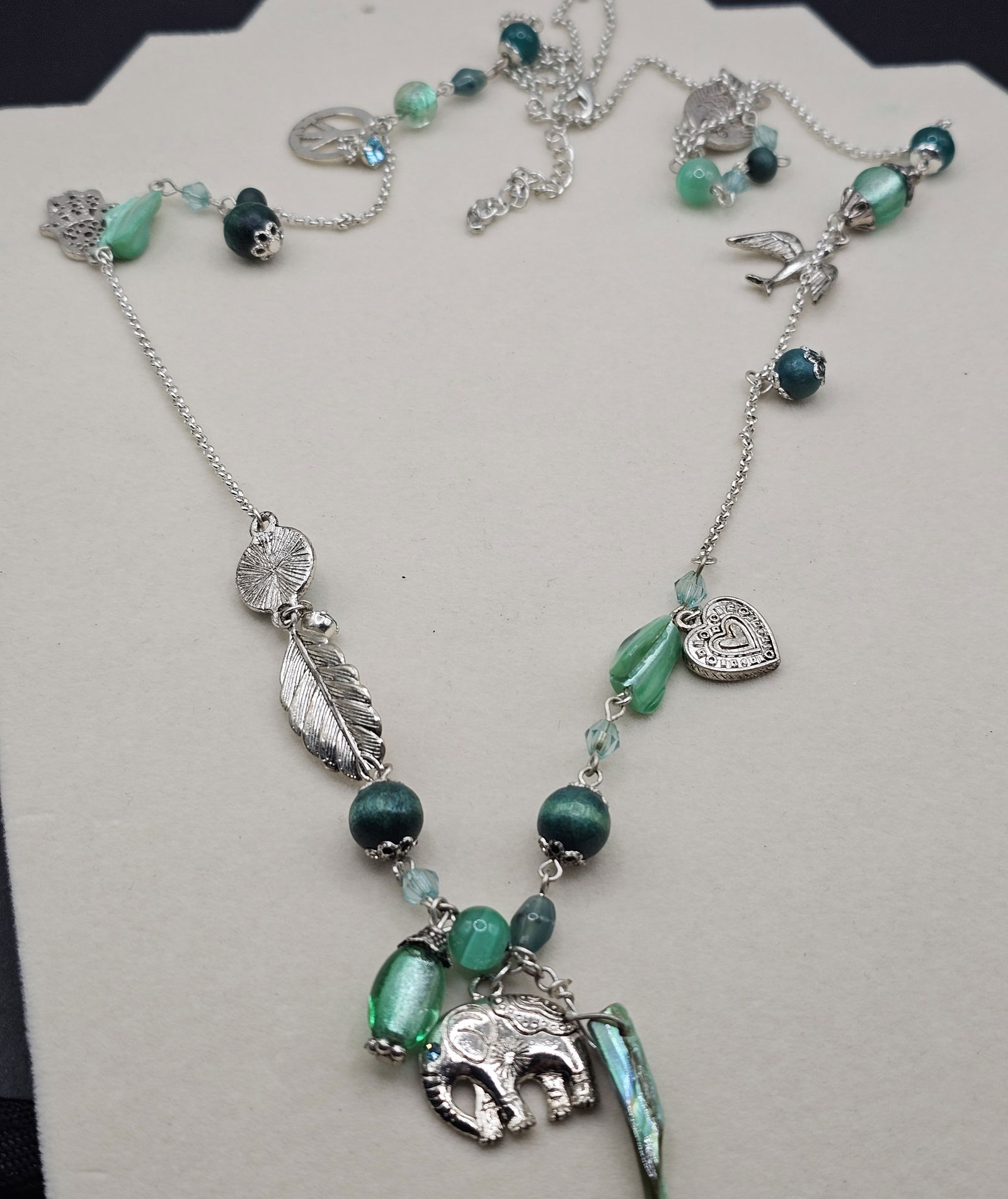 Teal and Silver Colored Necklace (1 of 4)
