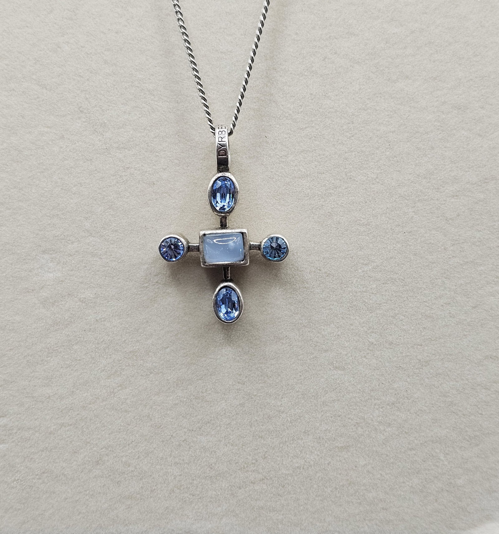 Dyrberg Kern Cross Necklace: Gorgeous blue stones