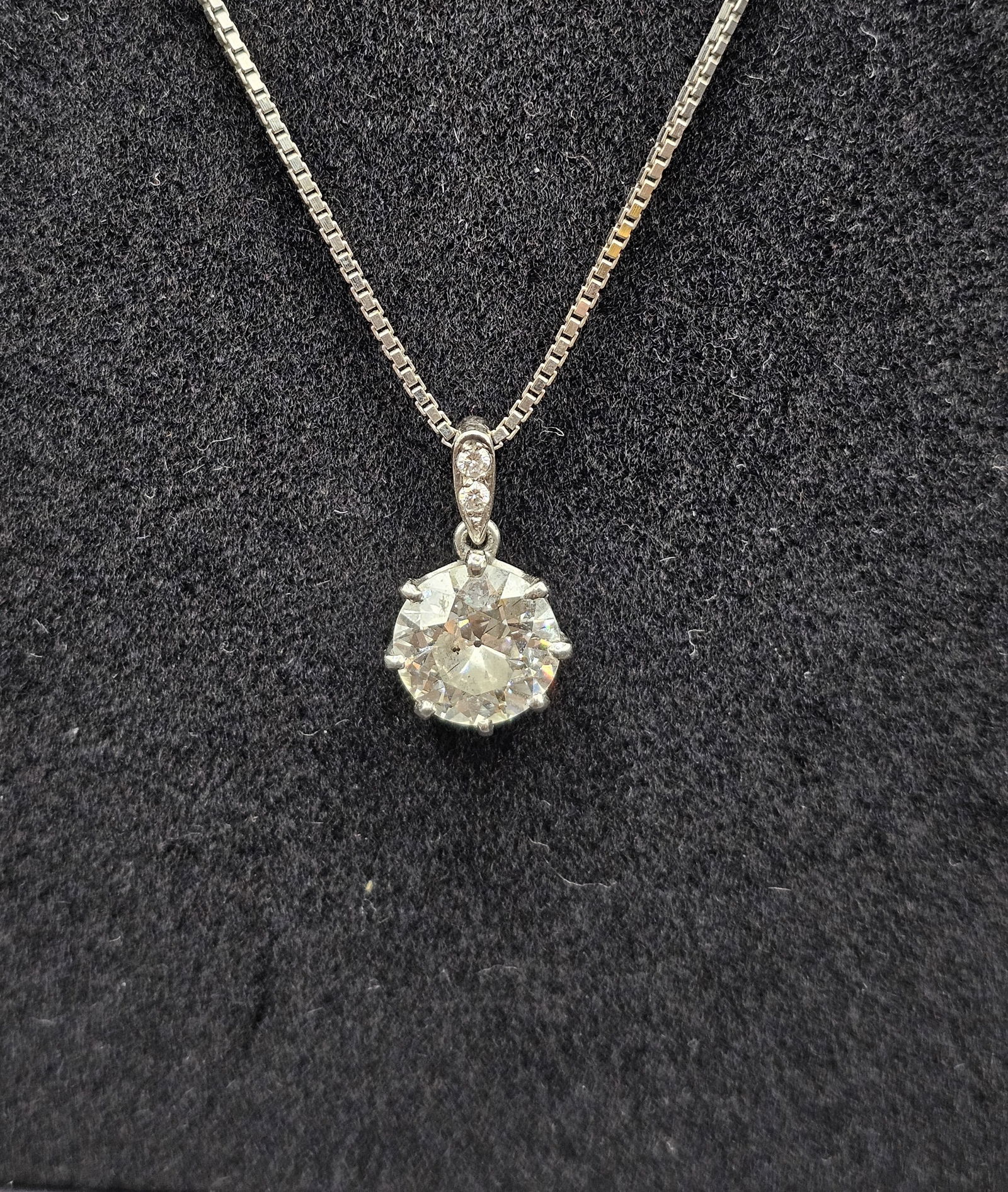 5 carat Diamond Solitaire pendant with 18K White gold chain (1 of 5)