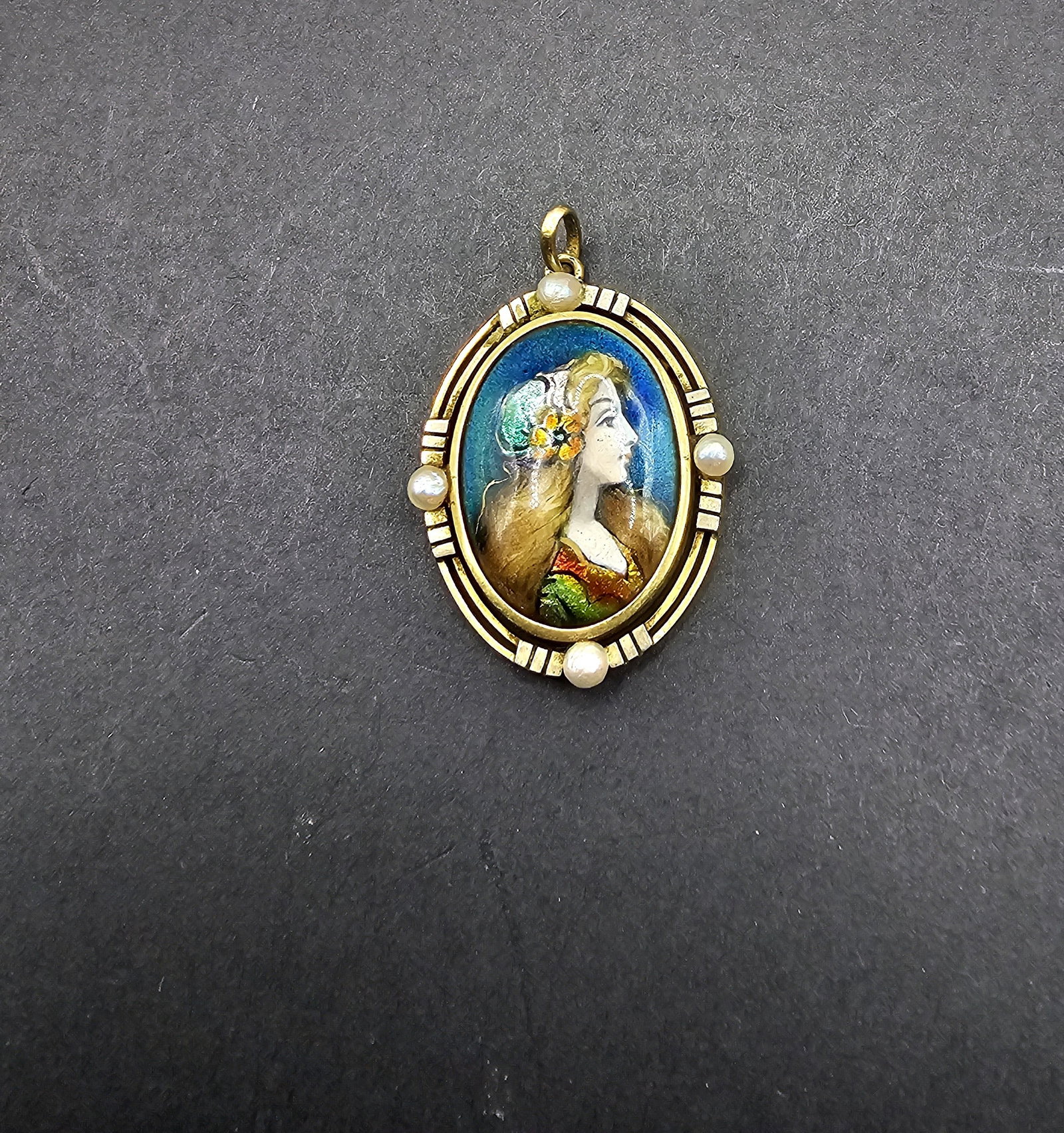 Limoges Enamel Pendant, Handcrafted: Signed Limoges