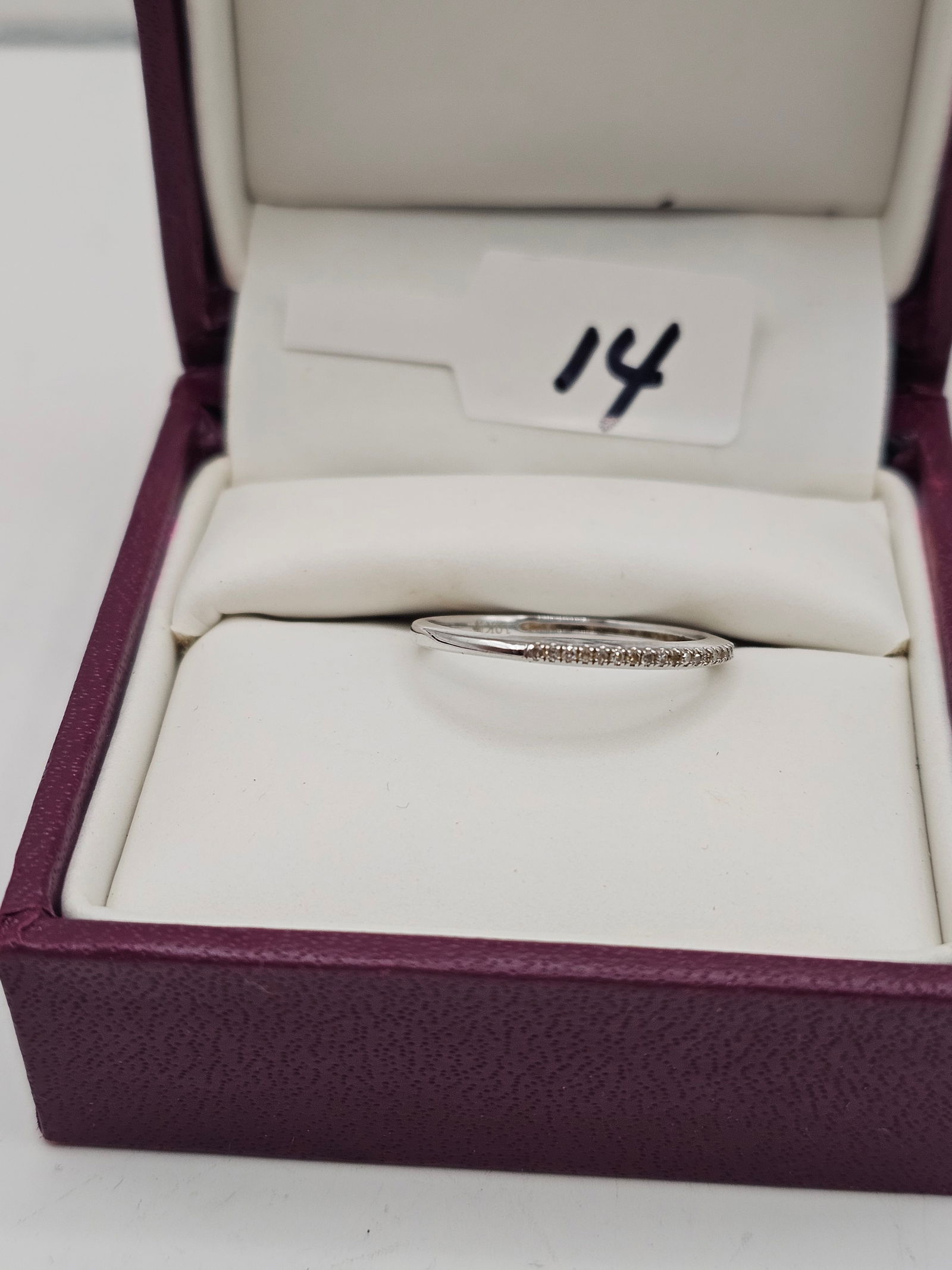 10K White Gold band with small Diamonds: 10K white gold band with small diamonds