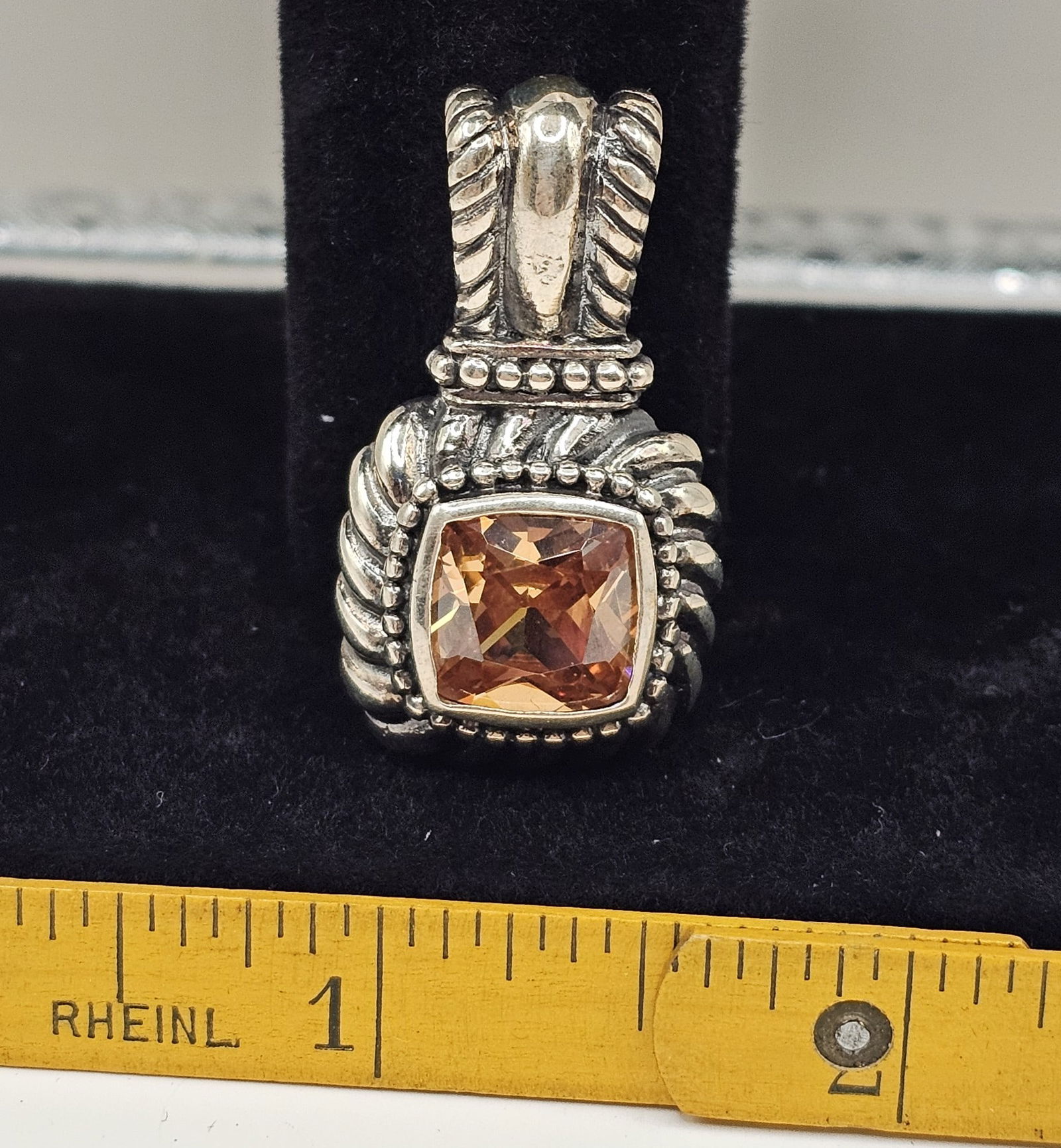 Heavy Silver Pendant with Tourmaline Stone, John Hardy style: Heavy Silver Pendant with Tourmaline Stone, John Hardy style