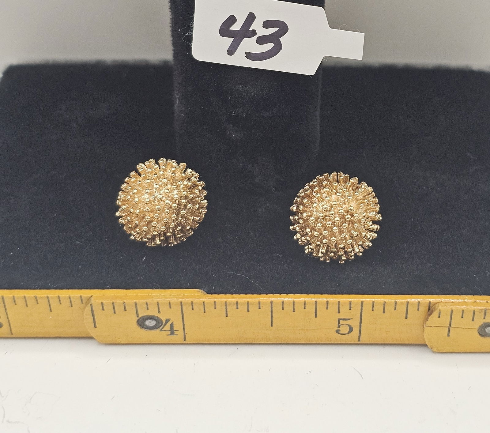 14K "Hedgehog" Earrings with 14K Backs: 14K "Hedgehog" Earrings with 14K Backs